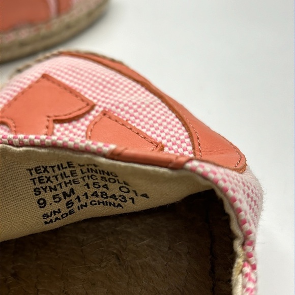 Tory Burch Lonnie Espadrille Flats Slip On Canvas Jute Shoes Pink Tan Size 9.5 - Picture 7 of 10